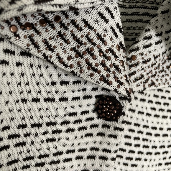 Ming Wang Black White Drape Bead Cardigan Small - Picture 3 of 7